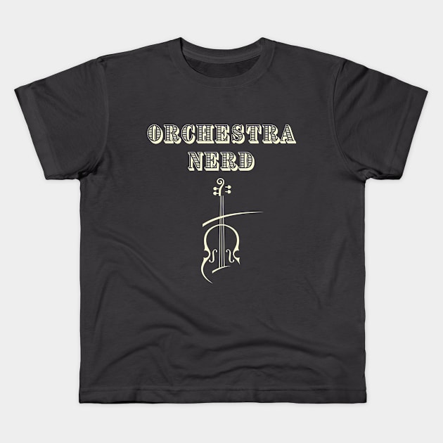 Orchestra Nerd Design Kids T-Shirt by TritoneLiterary